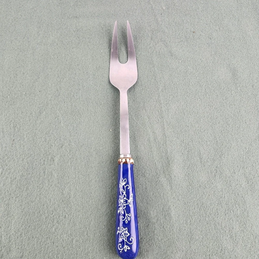 Temptations‎ by Tara Floral Lace Ceramic Stainless Steel Meat Fork Utensil
